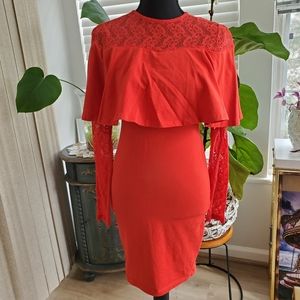 ASOS red draped bodycon dress size 6